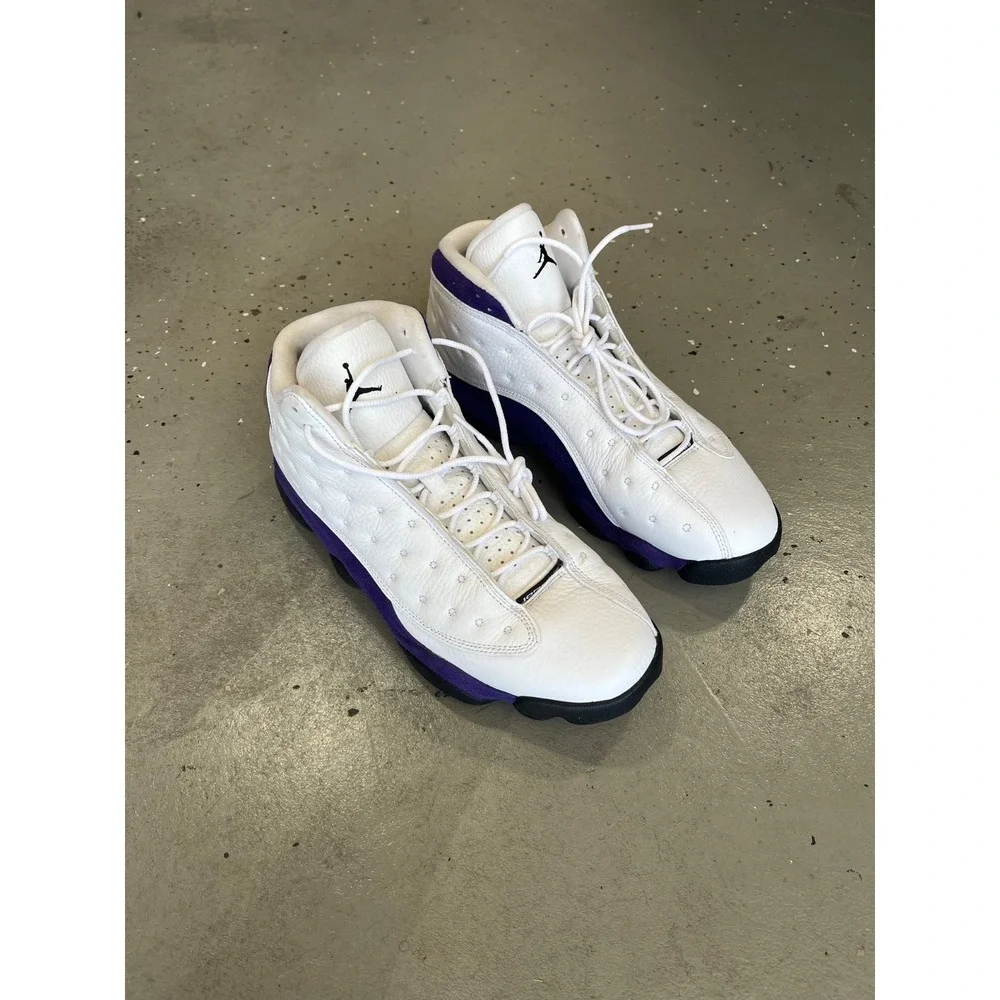 Nike Air Jordan 13 Retro Lakers Shoes Mens 11 White Purple  Sneakers 414571-105